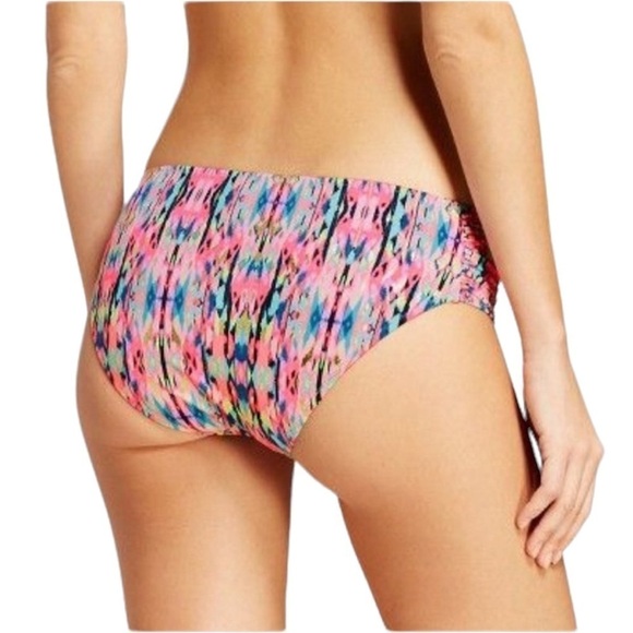 𝅺NWT Shade & Shore Coral Ikat Metallic Strappy Cheeky Bikini Bottoms Size Small - Picture 2 of 7